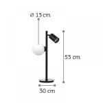 Επιτραπέζιο μεταλλικό φωτιστικό με σποτ και οπαλ μπάλα σε μαύρο χρώμα - Image 2