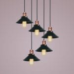 Κρεμαστό φωτιστικό Vintage μεταλλικό 5 φώτα με καμπάνες