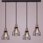 Κρεμαστό Μεταλλικό Φωτιστικό 4 φώτα με μεταλλικά κλουβιά σε μπάρα