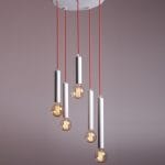 Κρεμαστό φωτιστικό 5 φώτα με σωλήνες σε στρόγγυλη ροζέτα