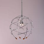 Φωτιστικό κρεμαστό 2 φώτα καλαθάκι με κρύσταλλα μπάλα