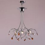 Φωτιστικό κρεμαστό 3 φώτα καλαθάκι με κρύσταλλα