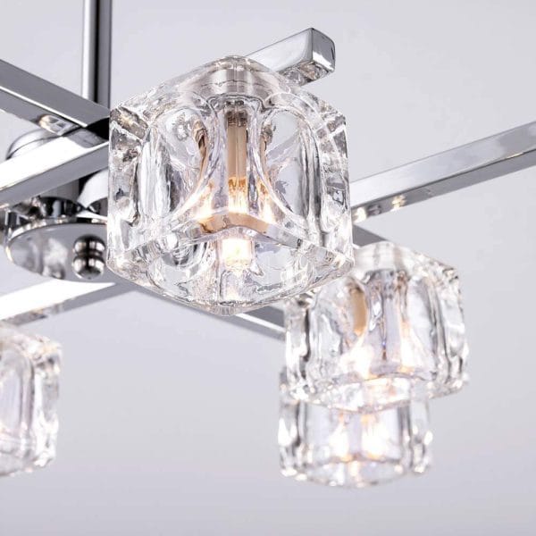 Φωτιστικό οροφής 8 φώτα με κυβάκι γυαλί διάφανο παγάκι - Image 3