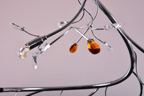 Φωτιστικό Κρεμαστό 6 φώτα κλαδί αμυγδαλιά με διακοσμητικά κρύσταλλα - Image 2