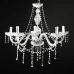 Φωτιστικό κρεμαστό 5 φώτα πολυέλαιος σε χρώμιο με κρύσταλλα Asfour