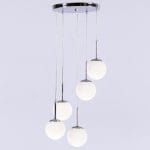 Φωτιστικό κρεμαστό 5 φώτα με οπάλ γυαλί σε χρώμιο απόχρωση