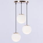 Φωτιστικό κρεμαστό 3 φώτα με οπάλ γυαλί σε χρυσό ματ απόχρωση