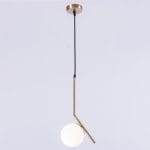 Φωτιστικό κρεμαστό μονόφωτο με οπάλ γυαλί σε χρυσό ματ απόχρωση