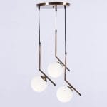 Φωτιστικό κρεμαστό 3 φώτα με οπάλ γυαλί σε μπρονζέ απόχρωση