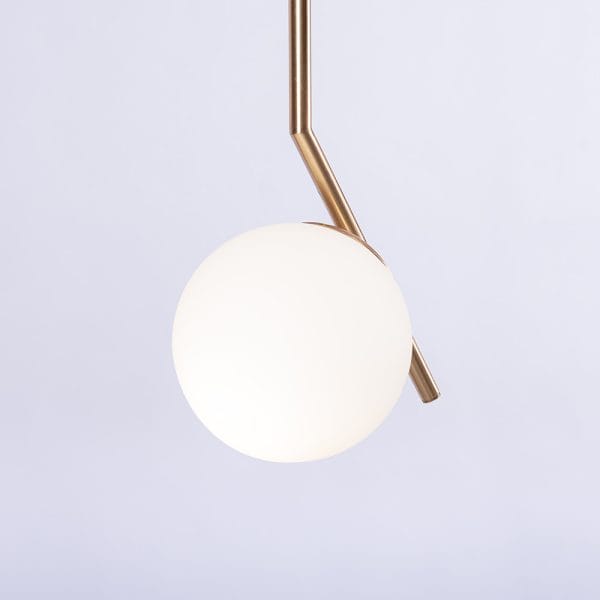 Φωτιστικό κρεμαστό μονόφωτο με οπάλ γυαλί σε χρυσό ματ απόχρωση - Image 2