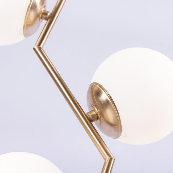 Φωτιστικό κρεμαστό 3 φώτα με οπάλ γυαλί σε κορμό χρυσό ματ απόχρωση - Image 2