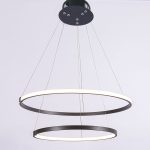 Κρεμαστό φωτιστικό δύο κύκλοι LED δαχτυλίδια 52W 7550Lm σε ανθρακί χρώμα