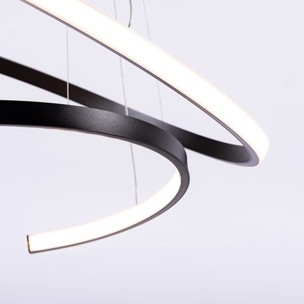 Κρεμαστό φωτιστικό ελικοειδές σχήμα LED 46W 6690Lm σε μαύρο χρώμα - Image 2