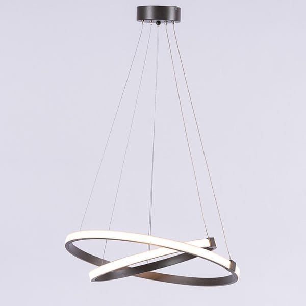 Κρεμαστό φωτιστικό δύο κύκλοι LED δαχτυλίδια 43W 6210Lm σε ανθρακί χρώμα - Image 2