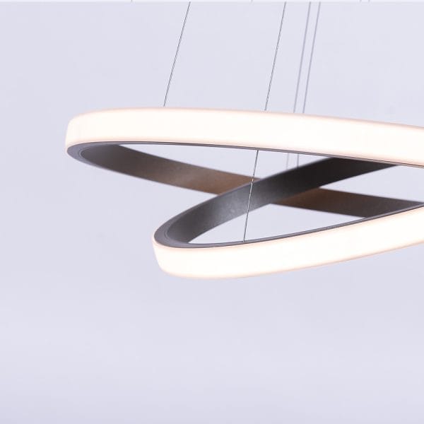 Κρεμαστό φωτιστικό δύο κύκλοι LED δαχτυλίδια 43W 6210Lm σε ανθρακί χρώμα - Image 4