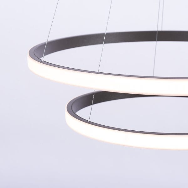 Κρεμαστό φωτιστικό δύο κύκλοι LED δαχτυλίδια 43W 6210Lm σε ανθρακί χρώμα - Image 3