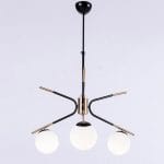 Φωτιστικό κρεμαστό 3 φώτα με οπάλ γυαλί σε μαύρο χρώμα με χρυσό