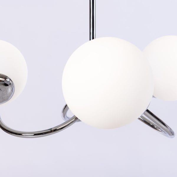 Φωτιστικό κρεμαστό 3 φώτα wals με οπάλ γυαλί σε χρώμιο απόχρωση - Image 2