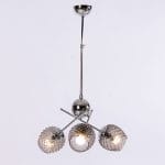 Φωτιστικό κρεμαστό 3 φώτα με γκρί γυαλί σε χρώμιο απόχρωση