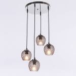 Φωτιστικό κρεμαστό 4 φώτα στρόγγυλο με γκρί γυαλί 14cm σε χρώμιο απόχρωση - Image 2