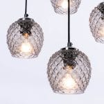 Φωτιστικό κρεμαστό 4 φώτα στρόγγυλο με γκρί γυαλί 14cm σε χρώμιο απόχρωση - Image 3