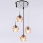 Φωτιστικό κρεμαστό στρόγγυλο 4 φώτα με μελί γυαλί 14cm σε χρώμιο απόχρωση - Image 2