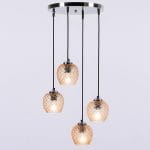 Φωτιστικό κρεμαστό στρόγγυλο 4 φώτα με μελί γυαλί 14cm σε χρώμιο απόχρωση