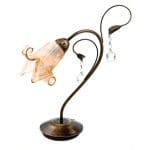 Επιτραπέζιο φωτιστικό από οξυντέ μέταλλο κρύσταλλα και μελί γυαλί (3427-Οξυντέ)