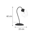 Επιτραπέζιο φωτιστικό από μαύρο μέταλλο και διάφανο γυαλί (3467-Μαύρο με Διάφανο) - Image 2