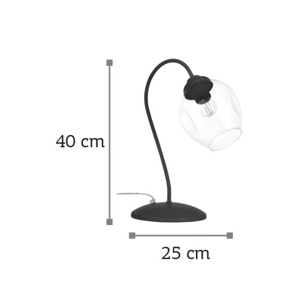 Επιτραπέζιο φωτιστικό από μαύρο μέταλλο και διάφανο γυαλί (3467-Μαύρο με Διάφανο) - Image 2