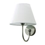 Επιτοίχιο φωτιστικό από μέταλλο σε νίκελ ματ απόχρωση και υφασμάτινο καπέλο (43022-Νίκελ Ματ)