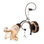 Επιτοίχιο φωτιστικό από οξυντέ μέταλλο κρύσταλλα και μελί γυαλί (43348-Οξυντέ)