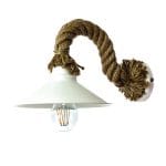 Επιτοίχιο φωτιστικό μεταλλικό σε λευκό χρώμα με σχοινί