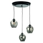 Κρεμαστό φωτιστικό από μαύρο μέταλλο και φιμέ γυαλί (4474-3Φ-Μαύρο με Φιμέ)