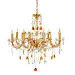 Κρεμαστό φωτιστικό από χρυσό μέταλλο γυαλί και κρύσταλλα (5243-8Φ-Χρυσό)