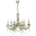 Κρεμαστό φωτιστικό από μέταλλο σε μπεζ πατίνα και κρύσταλλα (5303-6Φ-Μπεζ Πατίνα)