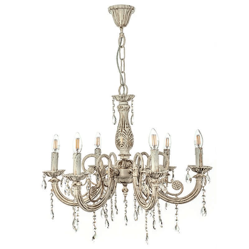 5303-3-6 Κρεμαστό φωτιστικό από μέταλλο σε μπεζ πατίνα και κρύσταλλα (5303-6Φ-Μπεζ Πατίνα) - Image 1