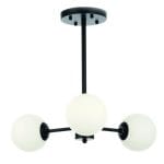 Κρεμαστό φωτιστικό από μαύρο μέταλλο και λευκή οπαλίνα (5315-3Φ)
