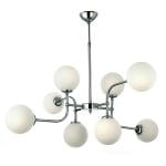 Κρεμαστό φωτιστικό από χρώμιο μέταλλο και λευκή οπαλίνα (6169-8Φ-Χρώμιο)