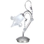 Επιτραπέζιο φωτιστικό από χρώμιο μέταλλο κρύσταλλα και λευκό γυαλί (3427-Χρώμιο)