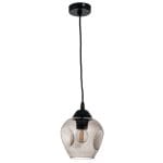 Κρεμαστό φωτιστικό από μαύρο μέταλλο και φιμέ γυαλί (4474-1Φ-Μαύρο με Φιμέ)