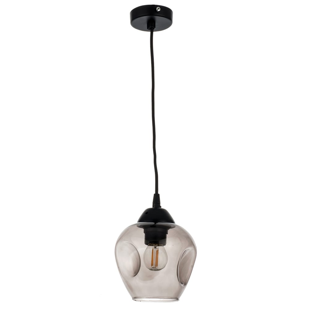 fotistiko-orofis-4472-1-black Κρεμαστό φωτιστικό από μαύρο μέταλλο και φιμέ γυαλί (4474-1Φ-Μαύρο με Φιμέ) - Image 1
