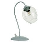 Επιτραπέζιο φωτιστικό από λευκό μέταλλο και διάφανο γυαλί (3467-Λευκό με Διάφανο)