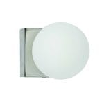 Επιτοίχιο φωτιστικό από χρώμιο μέταλλο και λευκή οπαλίνα (43420-1Φ-Χρώμιο)