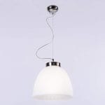 Κρεμαστό φωτιστικό γυάλινο μονόφωτο σε λευκό χρώμα οπάλ με ανάρτηση χρώμιο