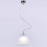 Κρεμαστό φωτιστικό γυάλινο αλάβαστρο μονόφωτο 35cm με ανάρτηση χρώμιο