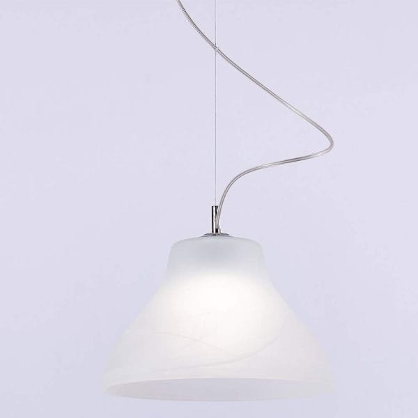 Κρεμαστό φωτιστικό γυάλινο αλάβαστρο μονόφωτο 35cm με ανάρτηση χρώμιο - Image 2