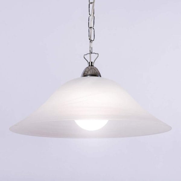 Κρεμαστό φωτιστικό γυάλινο αλάβαστρο μονόφωτο 40cm με ανάρτηση χρώμιο - Image 2