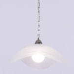 Κρεμαστό φωτιστικό γυάλινο αλάβαστρο μονόφωτο τριφύλλι με ανάρτηση χρώμιο - Image 2