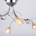 Φωτιστικό κρεμαστό 6 φώτα κλαδί με διακοσμητικά φύλλα σε απόχρωση χρώμιο - Image 4